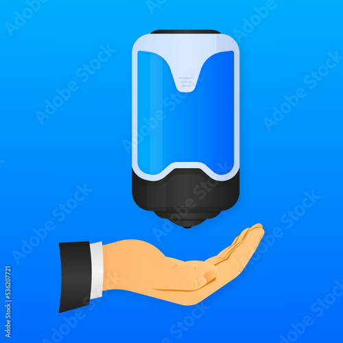 Hand sanitizers. Alcohol rub sanitizers kill most bacteria. Hygiene product. Sanitizer bottle. Vector illustration.