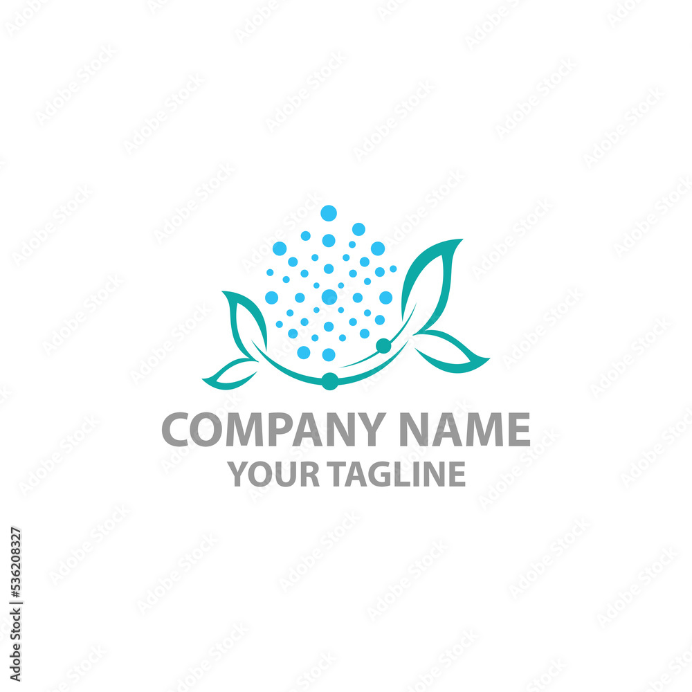 Logotype vektor linear premium abstrak. Gerakan daun dan bulat simbol logo.