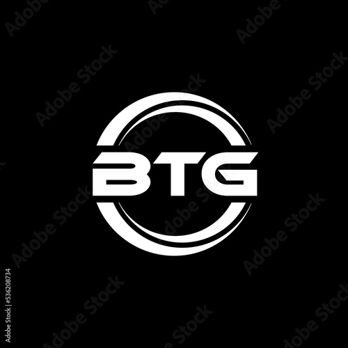 BTG letter logo design with black background in illustrator, vector logo modern alphabet font overlap style. calligraphy designs for logo, Poster, Invitation, etc. photo