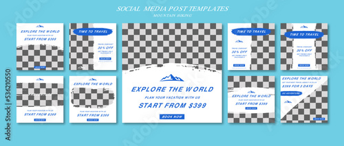 Mountain Hiking Travelling Concept Social Media Post Template