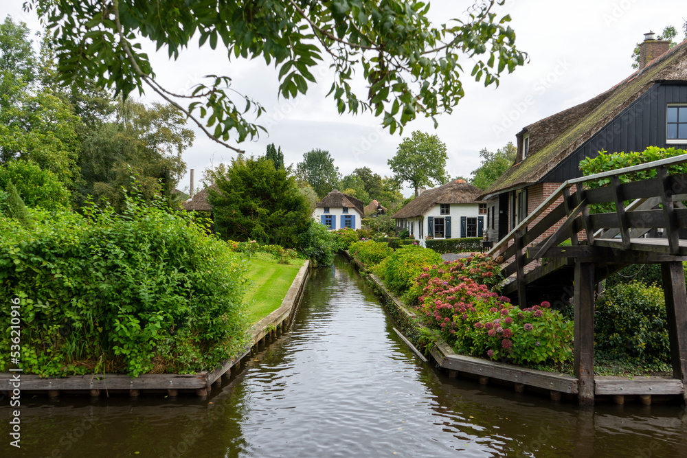 Giethoorn Netherlands Venice of the North beautiful old white house in the village center