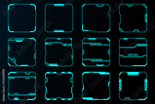Abstract geometric square frame set modern technology futuristic interface hud .