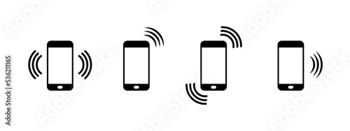 Smartphone signal icons set. Vibration phone call sign. Mobile connection icon for web.