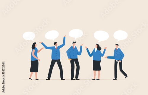 Business people meeting. Discussion meetings. brainstorming to generate ideas. Business team meeting with speech bubbles.