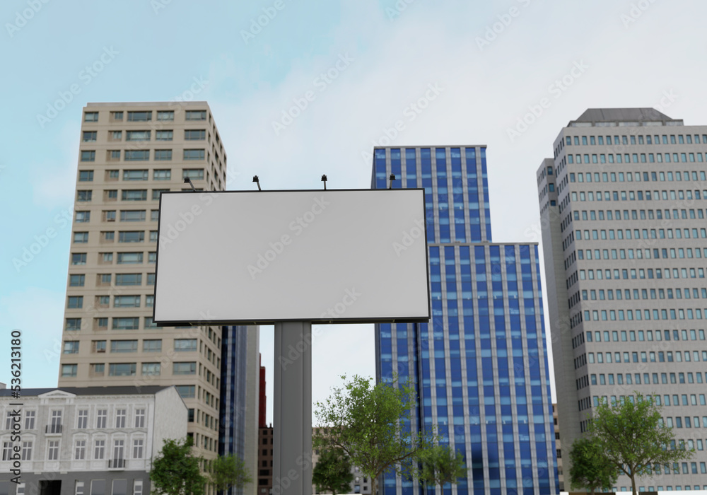 Obraz premium 3D mockup blank billboard in downtown rendering