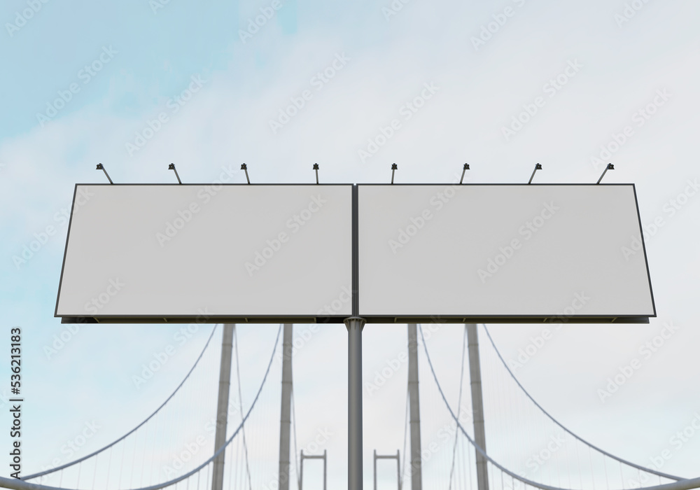 3D mockup blank billboard in downtown rendering 3D mockup blank billboard in downtown rendering
