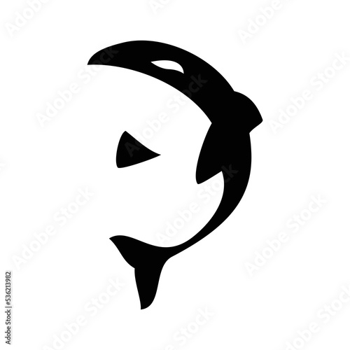 orca silhouette design. predator fish logo vector. aquatic animal illustration.