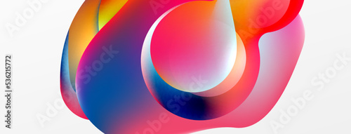 Fluid abstract background, round shapes and circle flowing design for wallpaper, banner, background or landing