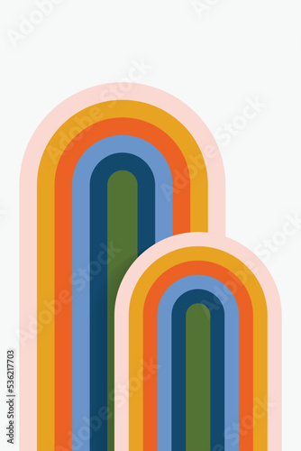 Mid Century Downloadable Rainbow Art. Rainbow Wall Decor Art Print. Geometric Shapes Rainbow Boho Wall Decor. Minimalist Abstract Printable Art