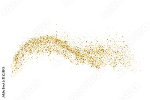 Gold Glitter Texture Isolated On White. Goldish Color Sequins. Golden Explosion Of Confetti. Design Element. Celebratory Background. Vector Illustration, Eps 10.