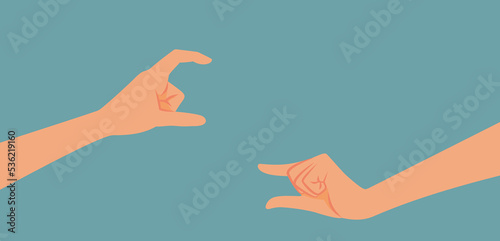 Hands Showing Big and Little Size Measurements Vector Illustration. People measuring different scale of objects 
