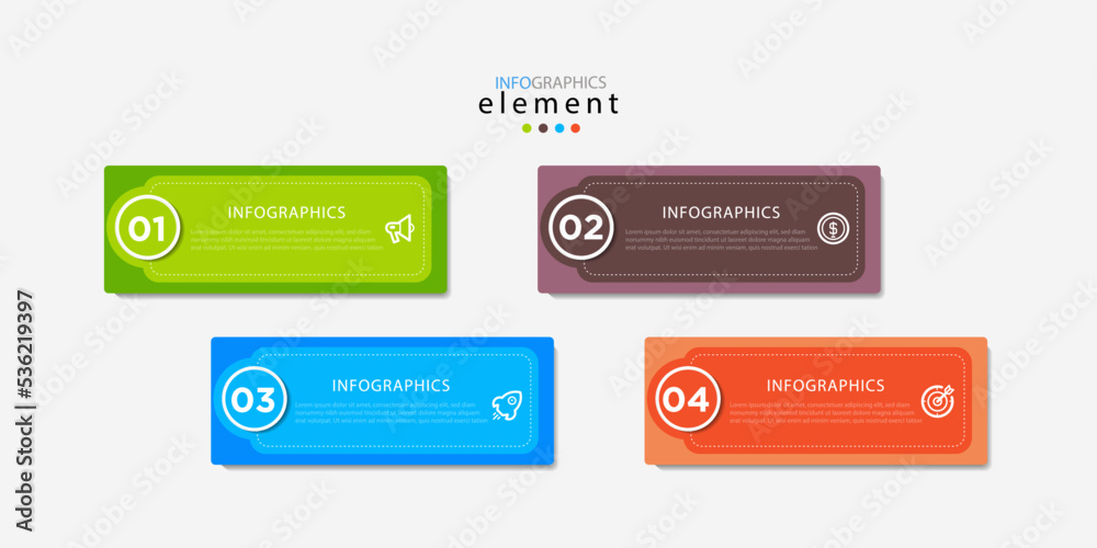 Modern business Infographic with title design template Vector with icons and 4 options or steps. Can be used for process diagram, presentations, workflow layout, banner, flow chart, info graph. Eps10 Modern business Infographic with title design template Vector with icons and 4 options or steps. Can be used for process diagram, presentations, workflow layout, banner, flow chart, info graph. Eps10
