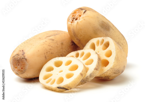 Lotus root on the white background