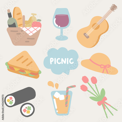 봄소풍 피크닉 상징 일러스트 이미지 모음