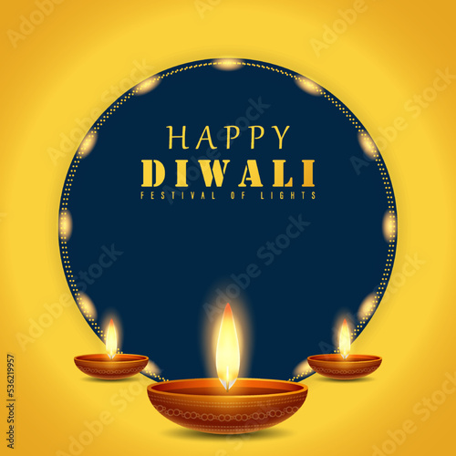 Banner for Indian festival Diwali with Diya , vector illustration