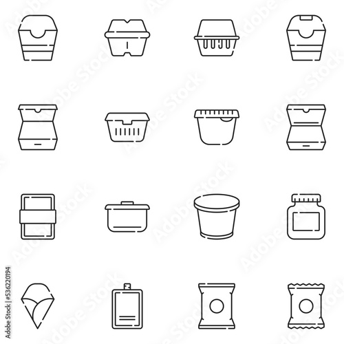 Food and Packaging Line Icon Set