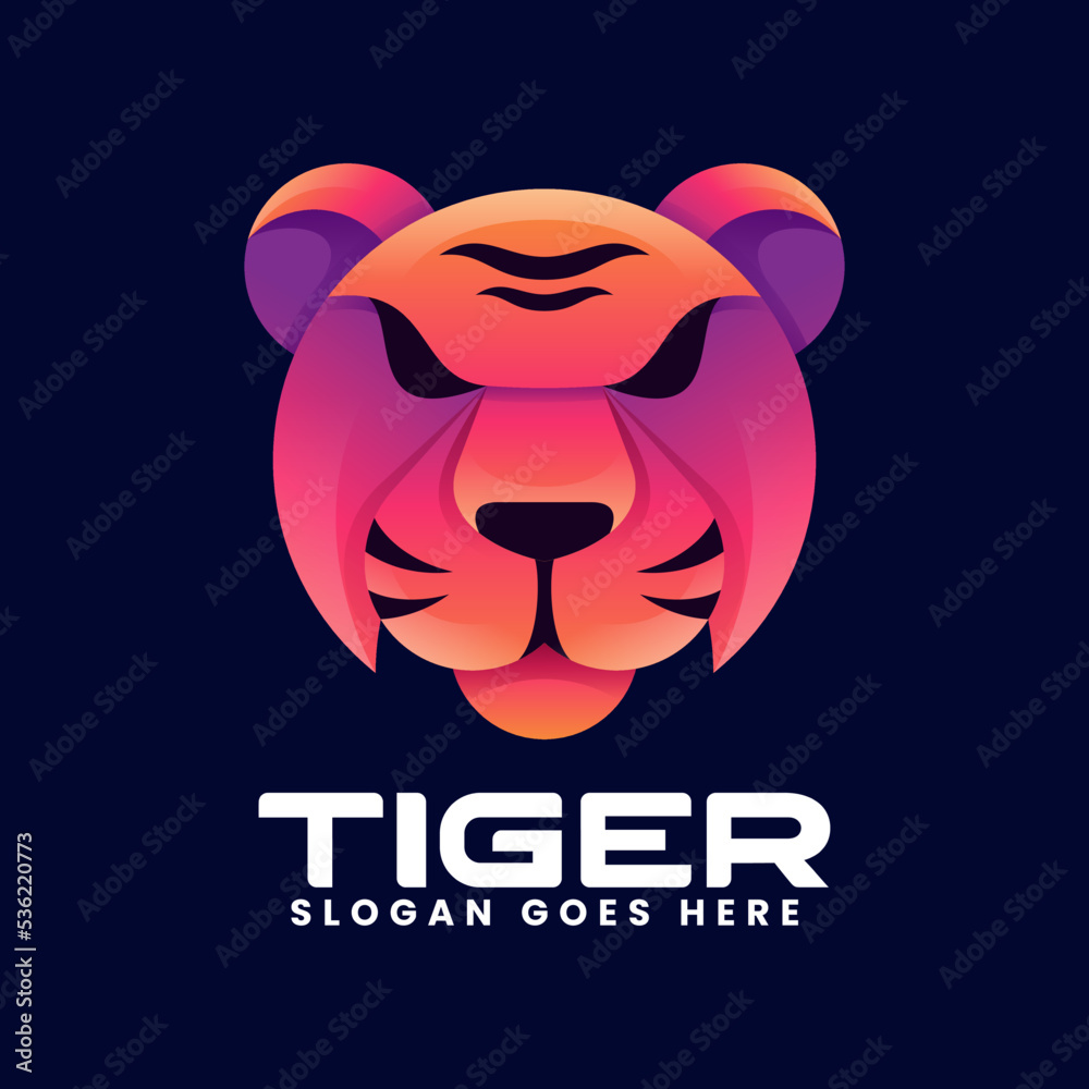Naklejka premium Vector Logo Illustration Tiger Gradient Colorful Style
