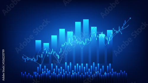 finance and business background. bar chart and candlestick chart show stock market trading price 