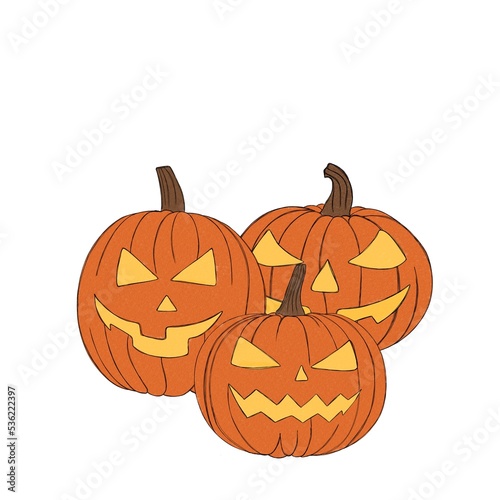 Set pumpkin on white background. Orange pumpkin with smile for your design fo...