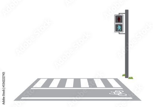 交通安全　横断歩道と自転車横断帯 Fototapet