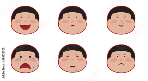set of cartoon child with different emotions