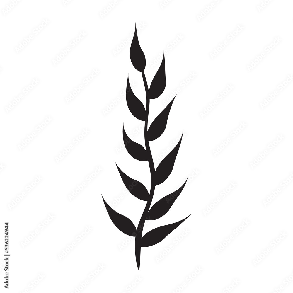 Fototapeta premium Leafy plant with decorative art isolated vector illustration