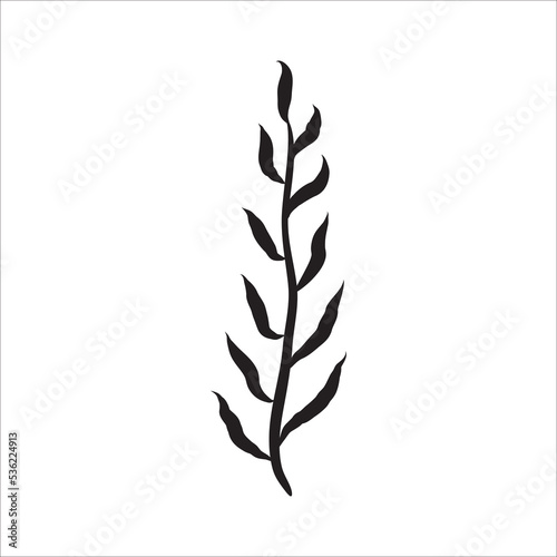 Leafy plant with decorative art isolated vector illustration