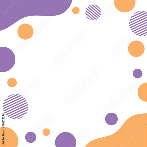 ハロウィン色の幾何学模様フレーム　正方形　白背景