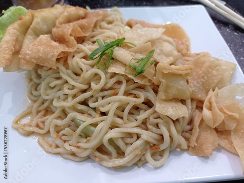 a photo of noodle food, spicy and delicious