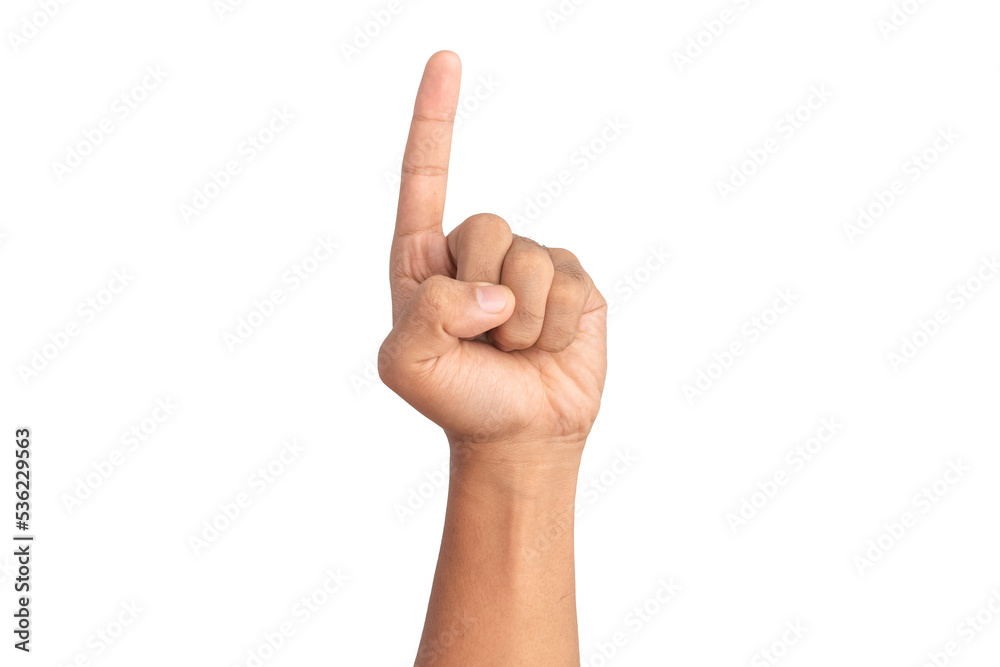 man hand showing number one gesture sign isolated on white background man hand showing number one gesture sign isolated on white background