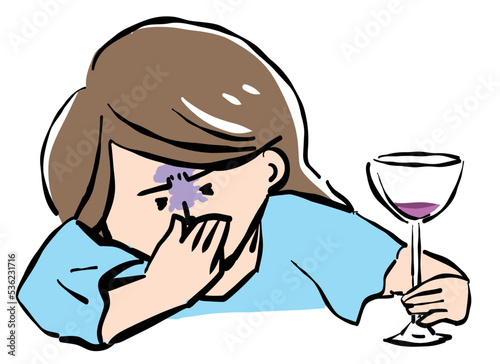 お酒を飲みすぎて吐きそうな女性