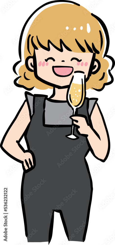 シャンパンで乾杯する女性