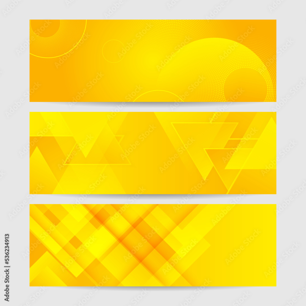 Obraz premium Modern orange yellow banner geometric shapes corporate abstract technology background. Vector abstract graphic design banner pattern presentation background web template.