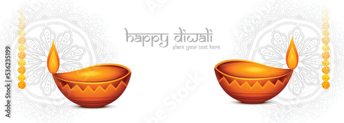 Indian festival happy diwali celebration card banner background
