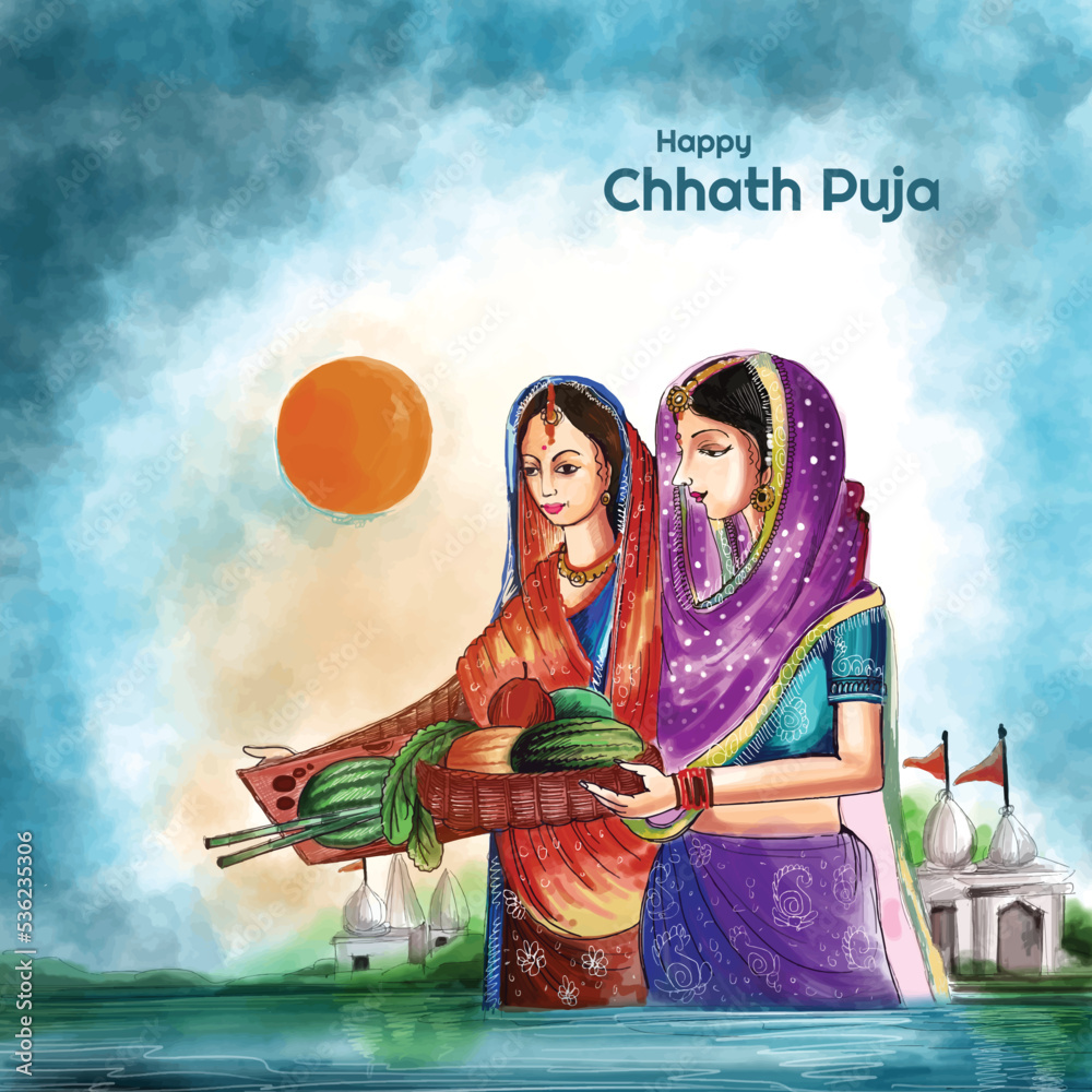 Art Print Chhath Puja / Decoration Poster Illustration / - Etsy