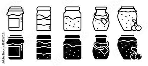 strawberry compote line and glyph icon vector. strawberry compote sign. Icons illustration in a different style