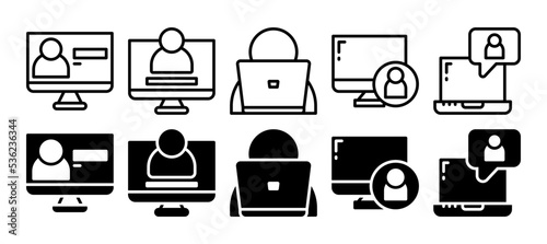 User admin computer on computer vector icon set. icons with a different style. Administrator system symbol