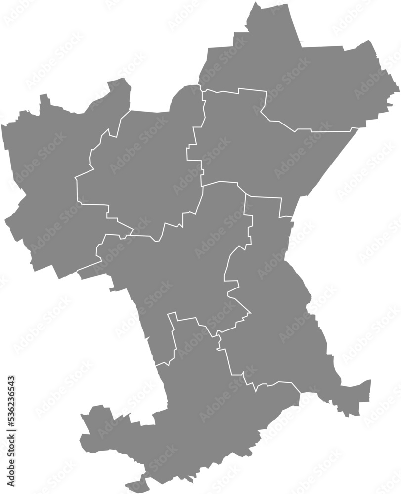 Gray flat blank vector administrative map of SALZGITTER, GERMANY with black border lines of its municipalities