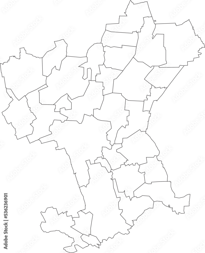 White flat blank vector administrative map of SALZGITTER, GERMANY with black border lines of its districts