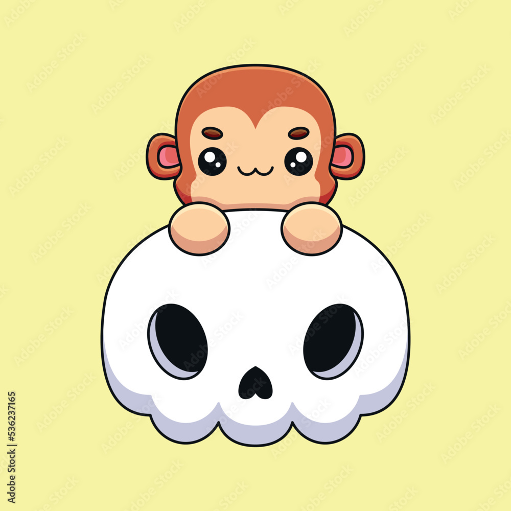 cute skull monkey halloween cartoon mascot doodle art hand drawn concept vector kawaii icon illustration cute skull monkey halloween cartoon mascot doodle art hand drawn concept vector kawaii icon illustration
