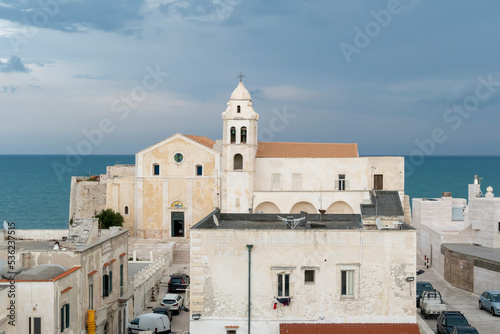 view to old town and church San Francesco in Vieste, Gargano, Puglia
