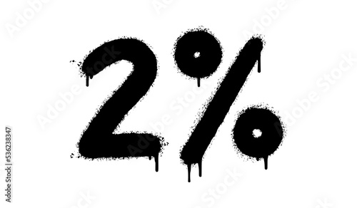 Spray Painted Graffiti 2 percent Sprayed isolated with a white background. graffiti 2 percent icon with over spray in black over white. Vector illustration.