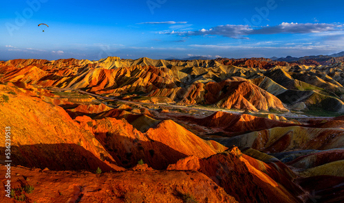 Beautiful sunset at the badlands of the Dangxia Landforms, between the Gobi Desert and the Qilian Mountains. Gansu Province. China © Alberto