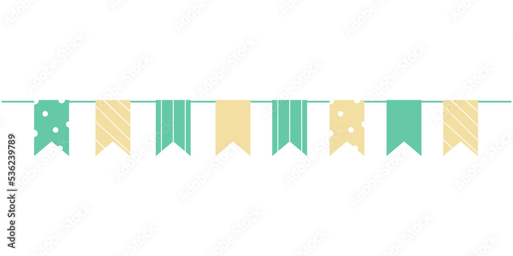 Pastel Green and Yellow Birthday Flag Party Banner with Patterns Stock ...