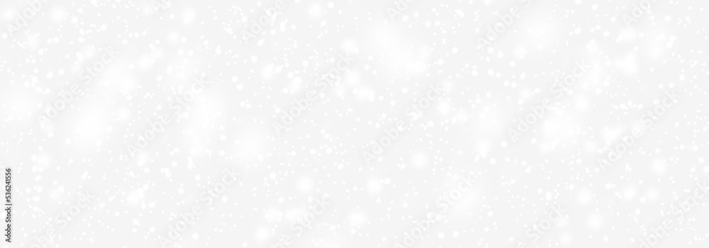 Abstract snowfall in heaven. Falling white snow winter on light grey sky background. Sweet pastel soft color