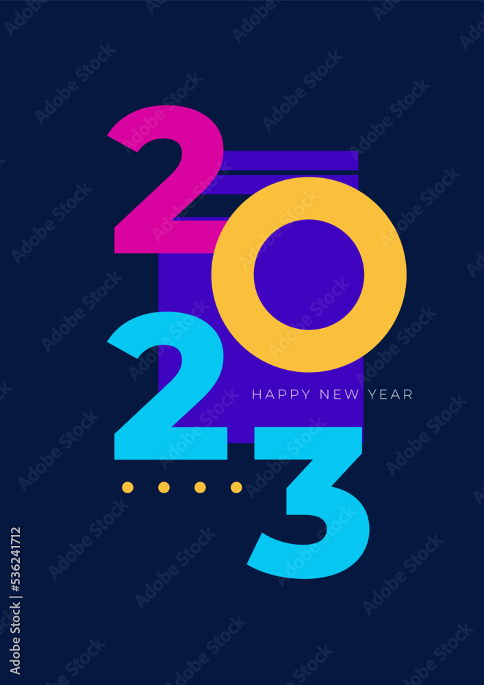 Happy New 2023 Year! 2023 typography logo design concept. Happy new year 2023 logo design. Minimalistic trendy backgrounds for branding, banner, cover, card Happy New 2023 Year! 2023 typography logo design concept. Happy new year 2023 logo design. Minimalistic trendy backgrounds for branding, banner, cover, card