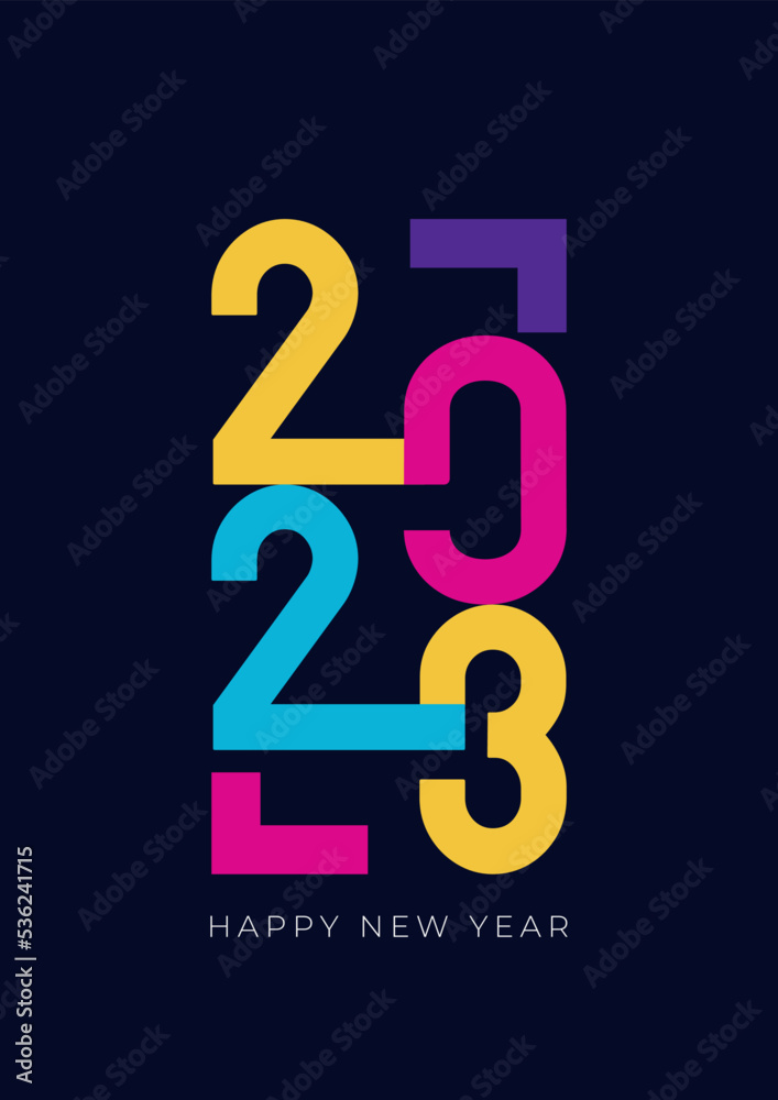 Happy New 2023 Year! 2023 typography logo design concept. Happy new year 2023 logo design. Minimalistic trendy backgrounds for branding, banner, cover, card Happy New 2023 Year! 2023 typography logo design concept. Happy new year 2023 logo design. Minimalistic trendy backgrounds for branding, banner, cover, card