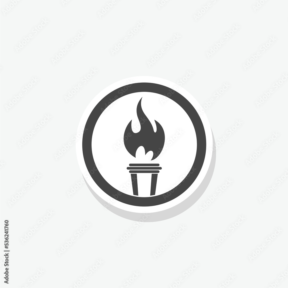 Torch icon logo design sticker isolated on white background Torch icon logo design sticker isolated on white background