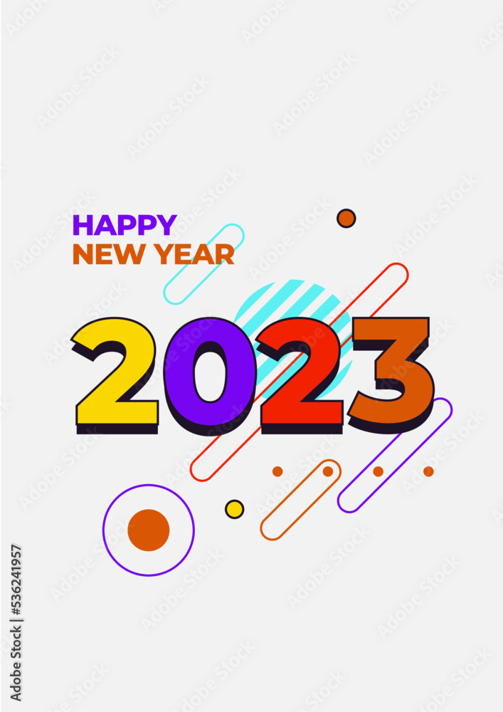 Creative concept of 2023 Happy New Year posters. Design templates with typography logo 2023 for celebration and season decoration. Minimalistic trendy backgrounds for branding, banner, cover, card Creative concept of 2023 Happy New Year posters. Design templates with typography logo 2023 for celebration and season decoration. Minimalistic trendy backgrounds for branding, banner, cover, card