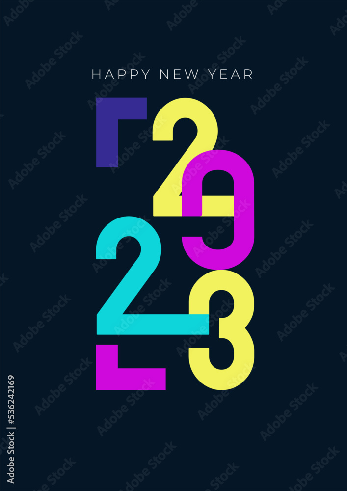 Happy New Year 2023 Greetings colorful poster design template Happy New Year 2023 Greetings colorful poster design template